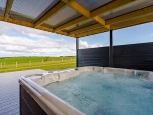 Scottish hot tub lodge with sea views